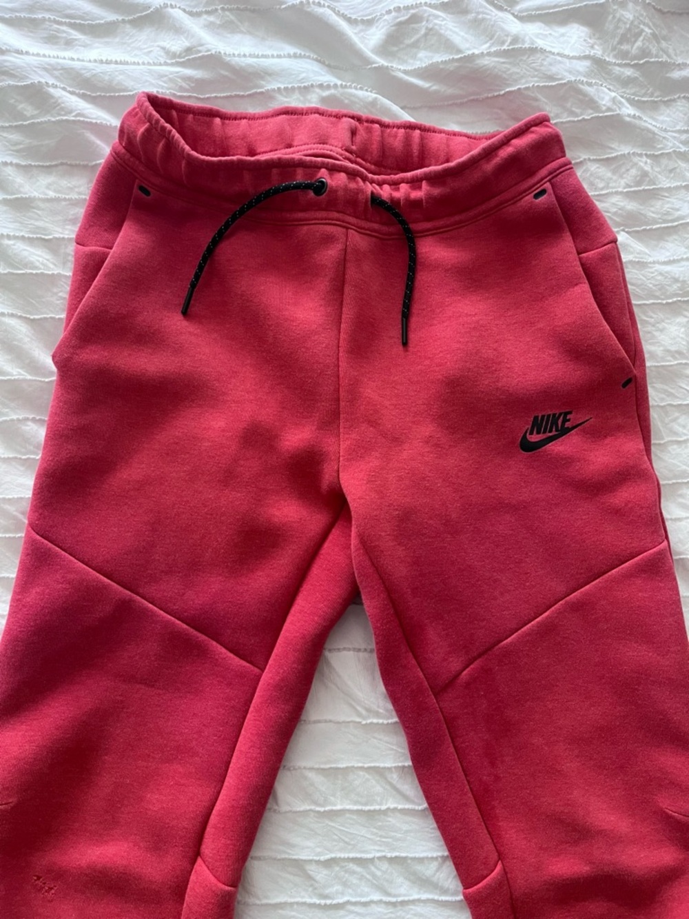 Nike Tech boys kids Red Fleece Joggers with Black Logo